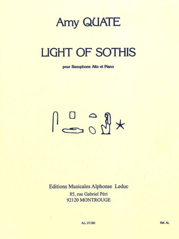 Amy Quate: Light Of Sothis For Alto Saxophone And Piano Saxophone