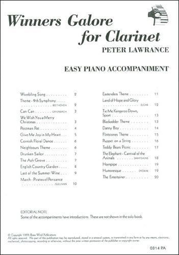 Winners Galore For Clarinet (Piano Accompaniment)