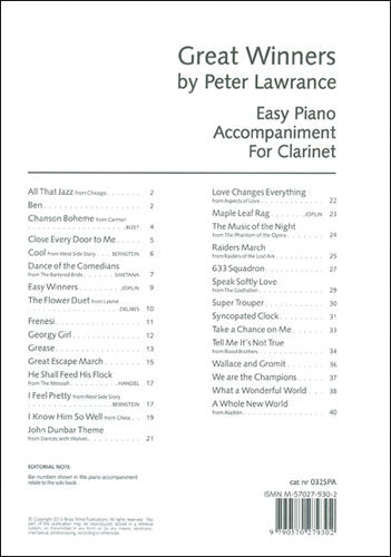Great Winners For Clarinet (Piano Accompaniment)