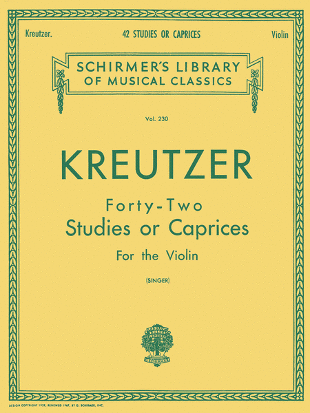 Rodolphe Kreutzer: Forty -Two Studies Or Caprices For The Violin